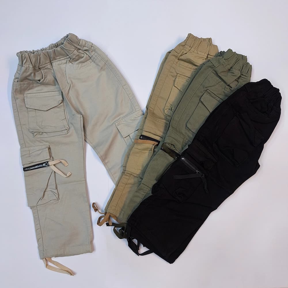 شلوار کتان کارگو پسرانه و دخترانه zipper — تصویر ۲
