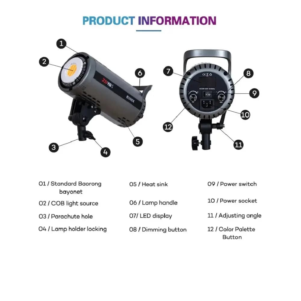 نور ثابت ال ای دی ZSYB Den LED B-200X — تصویر ۵