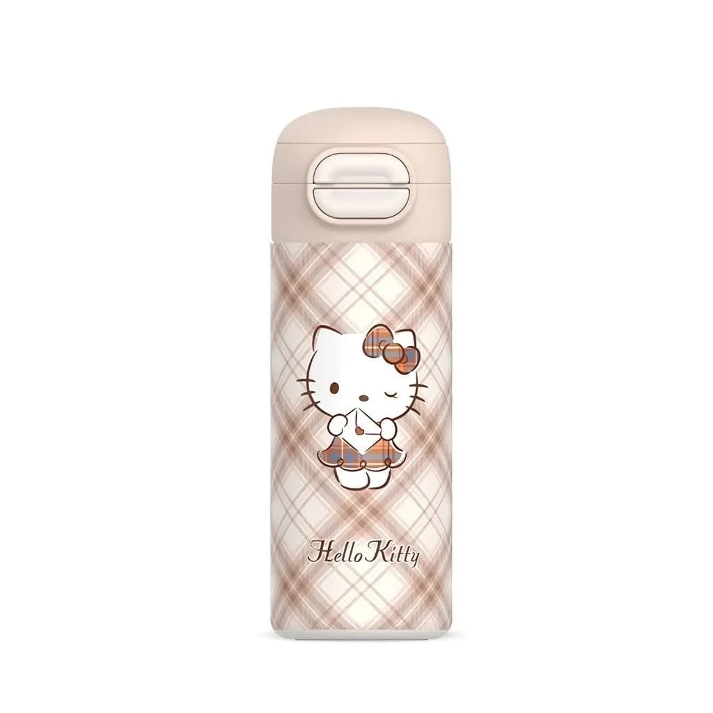 تراول ماگ استیل دوحالته طرح چهارخانه هلو کیتی 530ml