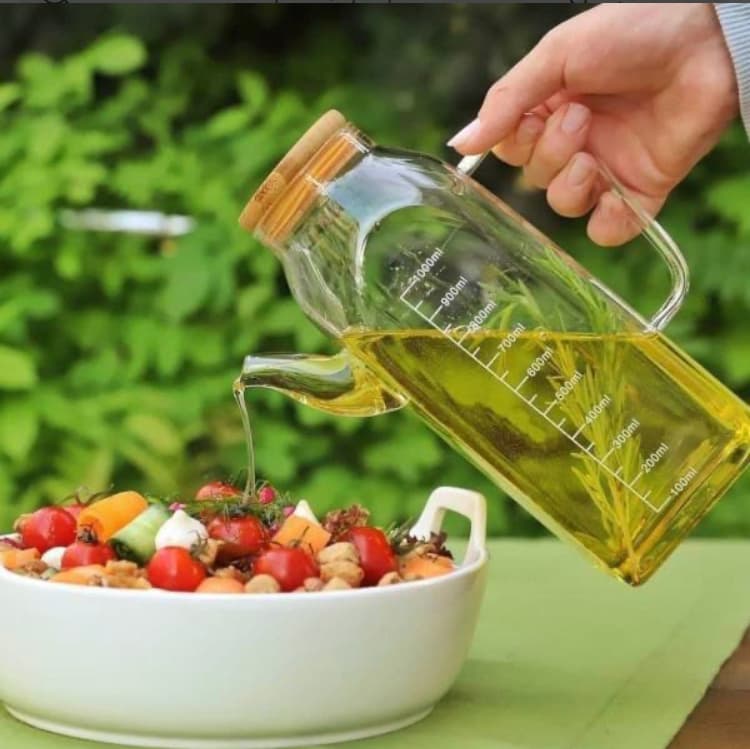 بطری روغن مربعی درب بامبو