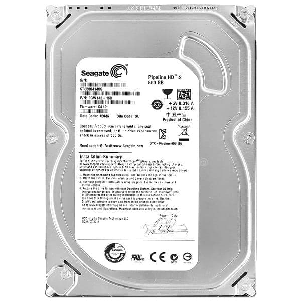 هارد دیسک اینترنال سیگیت مدل PIPELINE HD2 ظرفیت ۵۰۰ گیگابایت (کارکرده)