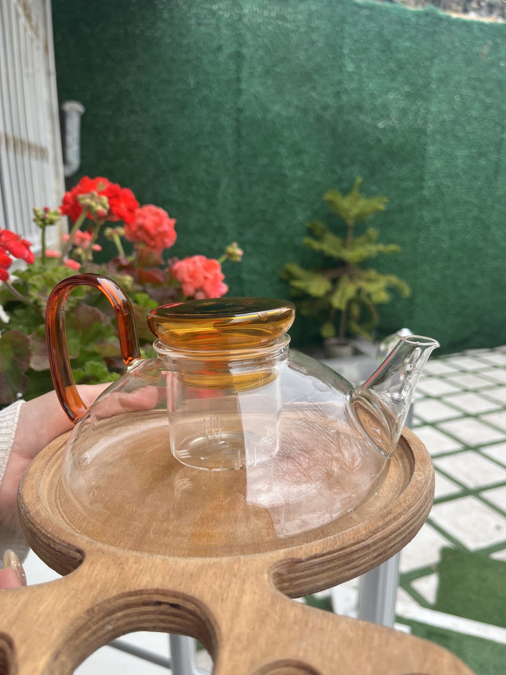 قوری پیرکس دسته رنگی — تصویر ۲