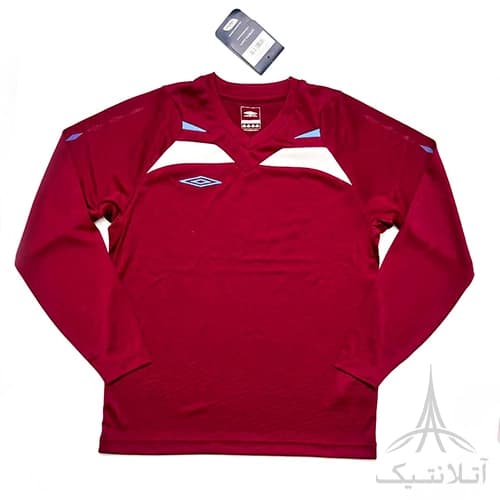 بلوز آستین دار ورزشی پسرانه فوتبالی برند آمبرو Umbro اورجینال وارداتی زرشکی — تصویر ۲