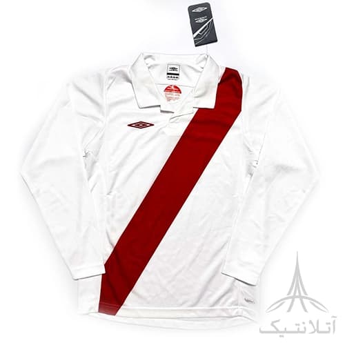 بلوز آستین دار ورزشی پسرانه فوتبالی برند آمبرو Umbro اورجینال وارداتی سفید قرمز