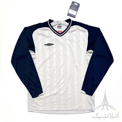 بلوز آستین دار ورزشی پسرانه فوتبالی برند آمبرو Umbro اورجینال وارداتی طوسی سرمه ای — تصویر ۲