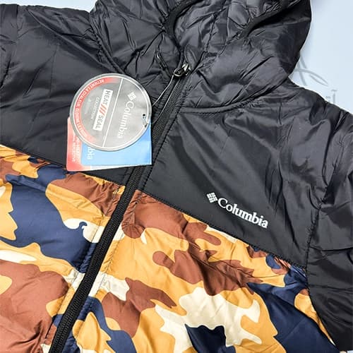 کاپشن وارداتی کلمبیا Columbia دارای تکنولوژی آمنی هیت (Omni-Heat) کلاه دار تراکم پر 650 چریکی — تصویر ۳