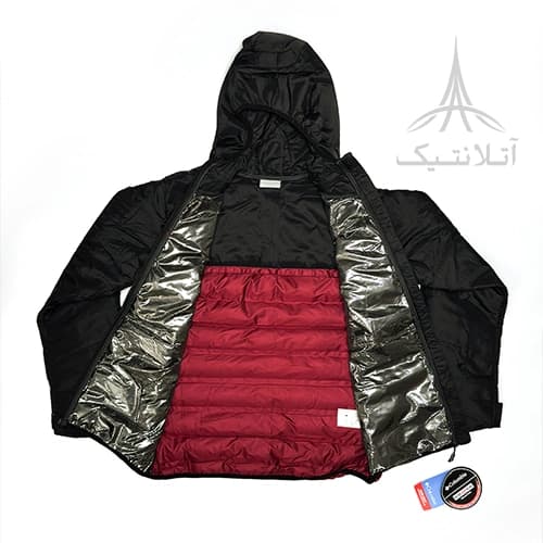 کاپشن وارداتی کلمبیا Columbia دارای تکنولوژی آمنی هیت (Omni-Heat) کلاه دار تراکم پر 650 زرشکی — تصویر ۴