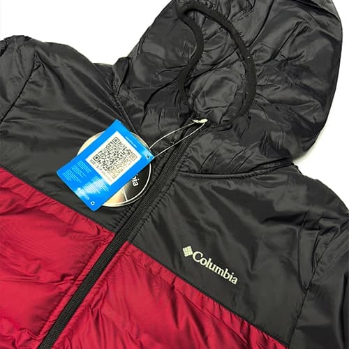 کاپشن وارداتی کلمبیا Columbia دارای تکنولوژی آمنی هیت (Omni-Heat) کلاه دار تراکم پر 650 زرشکی — تصویر ۳