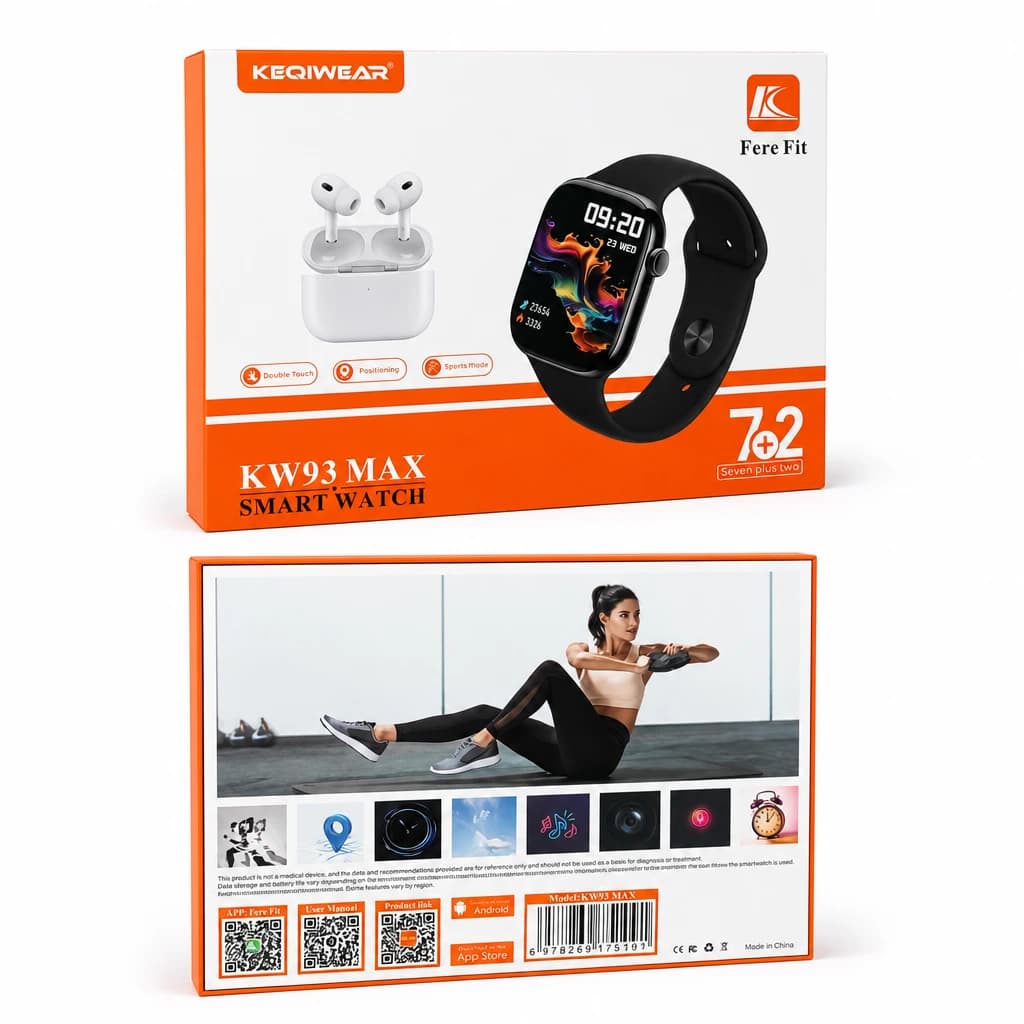 ساعت هوشمند KW93 Max | پک کامل ساعت هوشمند و ایرپاد + 7 بند متنوع — تصویر ۴