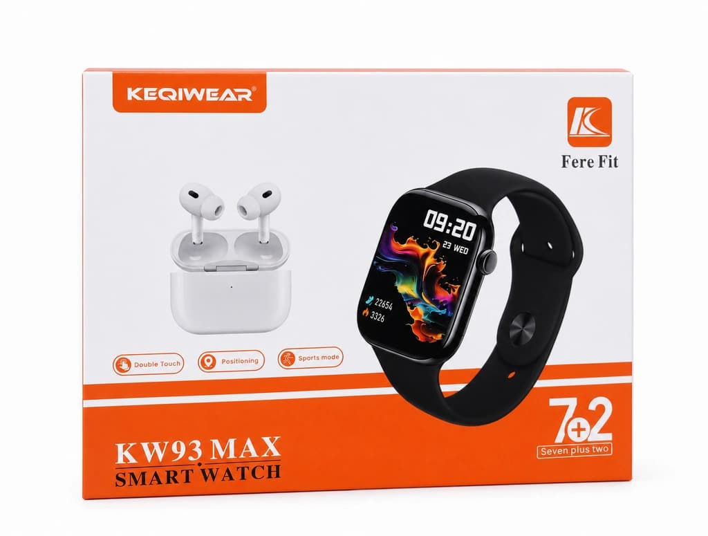 ساعت هوشمند KW93 Max | پک کامل ساعت هوشمند و ایرپاد + 7 بند متنوع — تصویر ۵