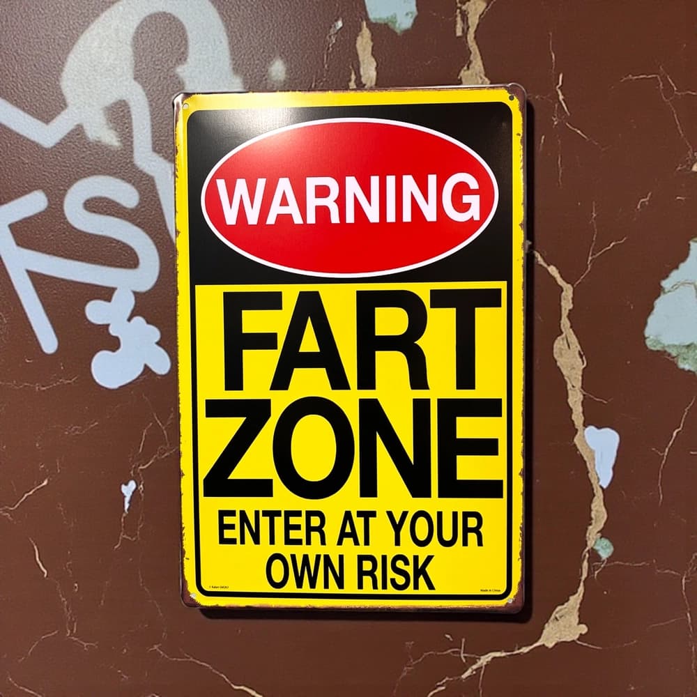 پلاک فلزی دکوری طرح Warning Fartzone ابعاد 20×30