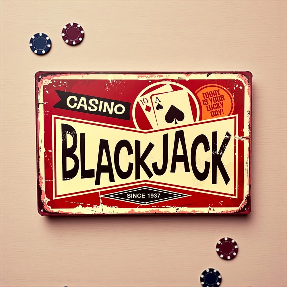 پلاک فلزی دکوری طرح Blackjack ابعاد 20×30