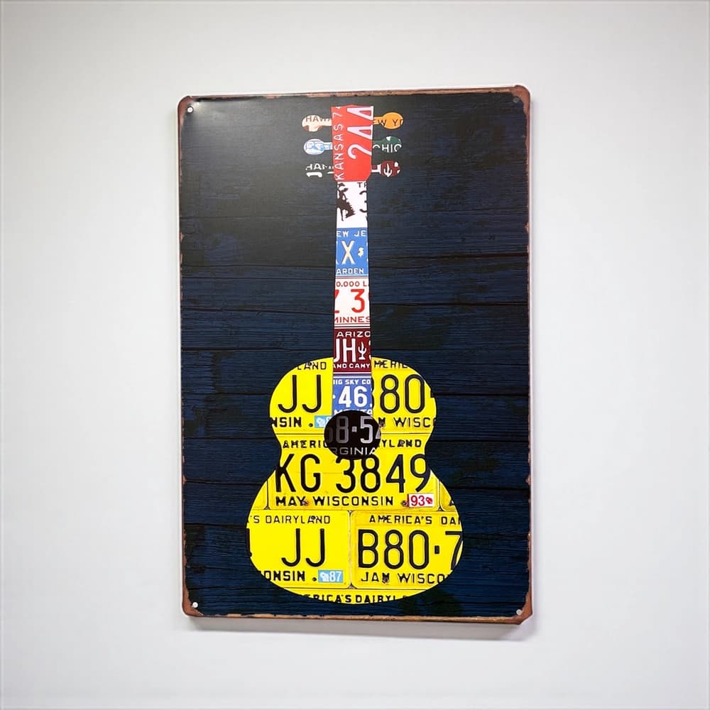 پلاک فلزی دکوری طرح Guitar of the Metal Signs ابعاد 20×30