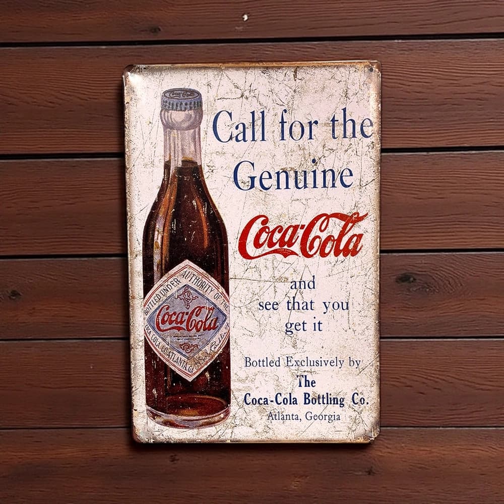 پلاک فلزی دکوری طرح Call for the CocaCola ابعاد 20×30