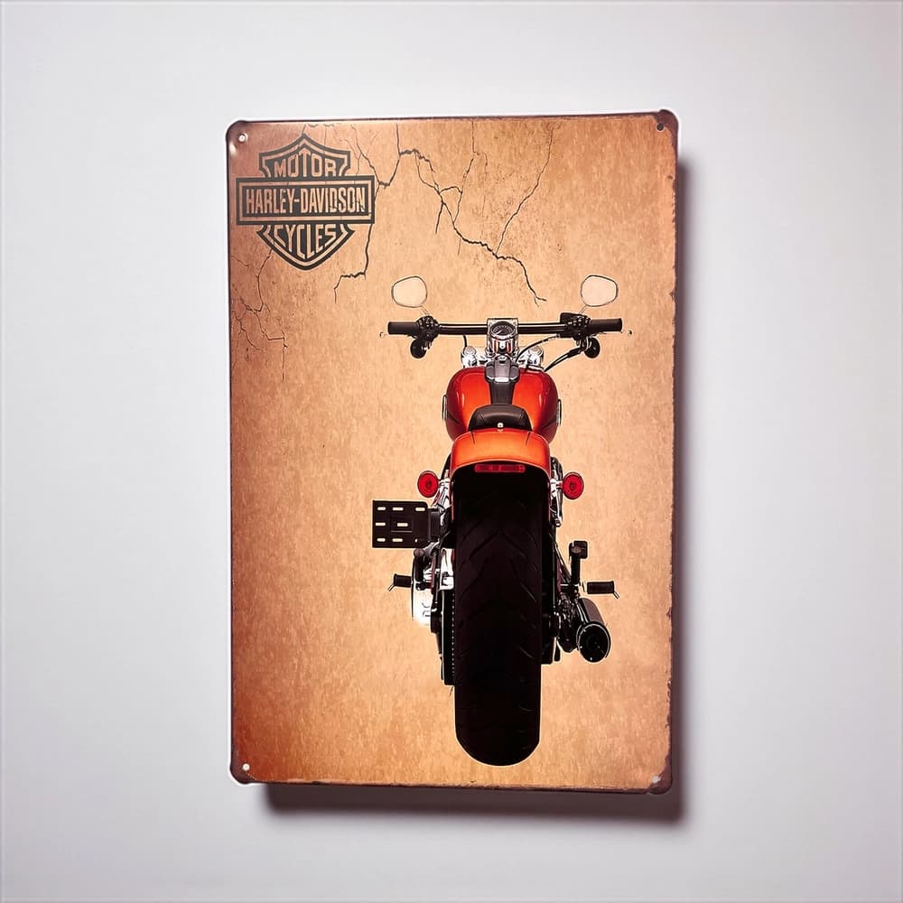 پلاک فلزی دکوری طرح Red Harley Motor ابعاد 20×30