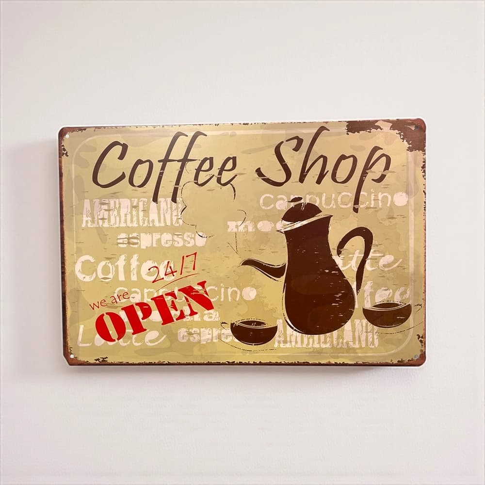 پلاک فلزی طرح Coffee Shop ابعاد 20×30