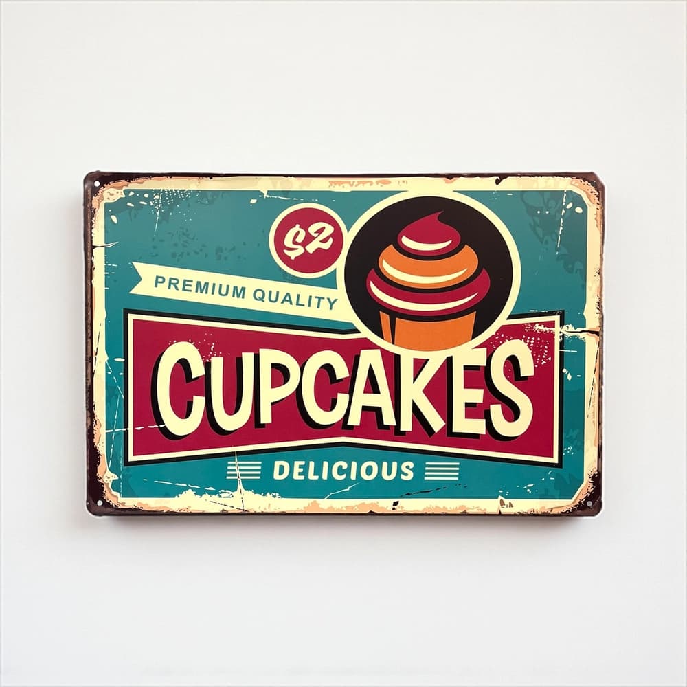 پلاک فلزی طرح Premium Cupcakes ابعاد 20×30