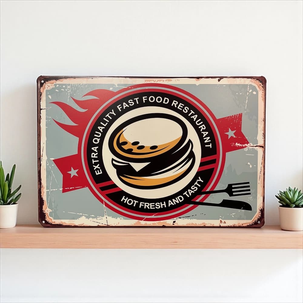 پلاک فلزی طرح Fresh Burger ابعاد 20×30
