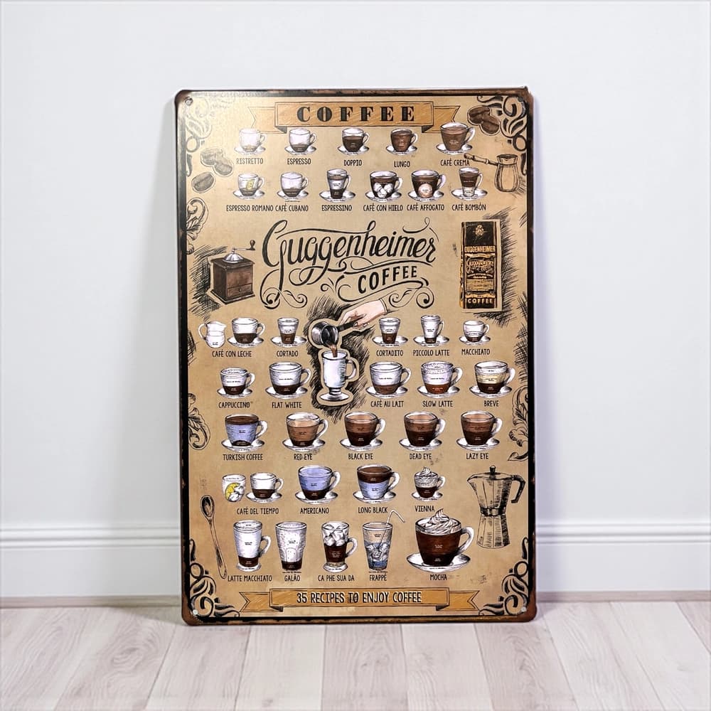 پلاک فلزی طرح Guggenheim Coffee ابعاد 20×30