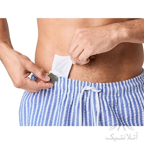 شلوارک سونایی استخر و شنا مردانه اورجینال کرویت Crivit آلمان آستردار پارچه پفکی جیب دار — تصویر ۴