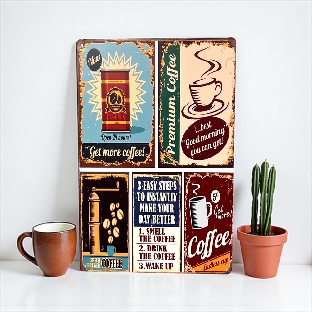 پلاک فلزی طرح Coffee Collage ابعاد 20×30