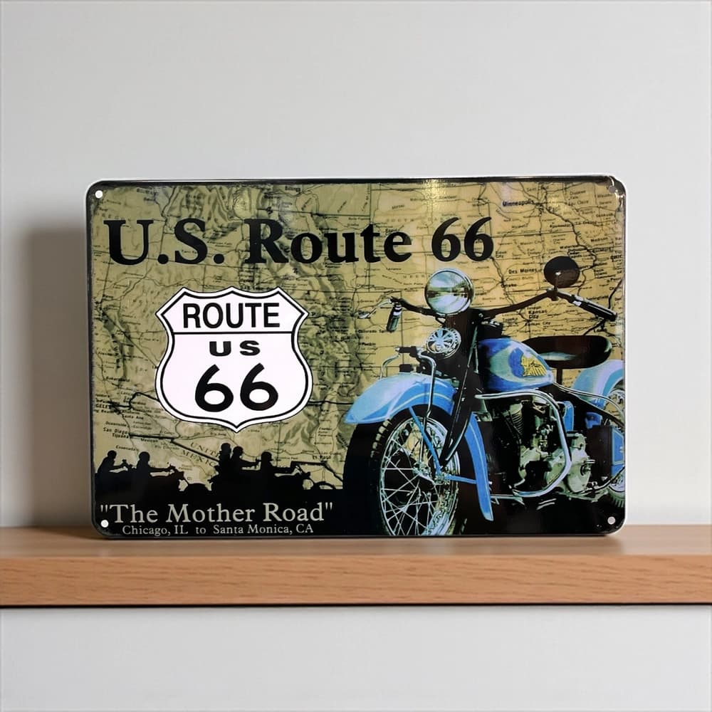 تابلو فلزی دیواری طرح Route66 The Mother Road ابعاد 20×30