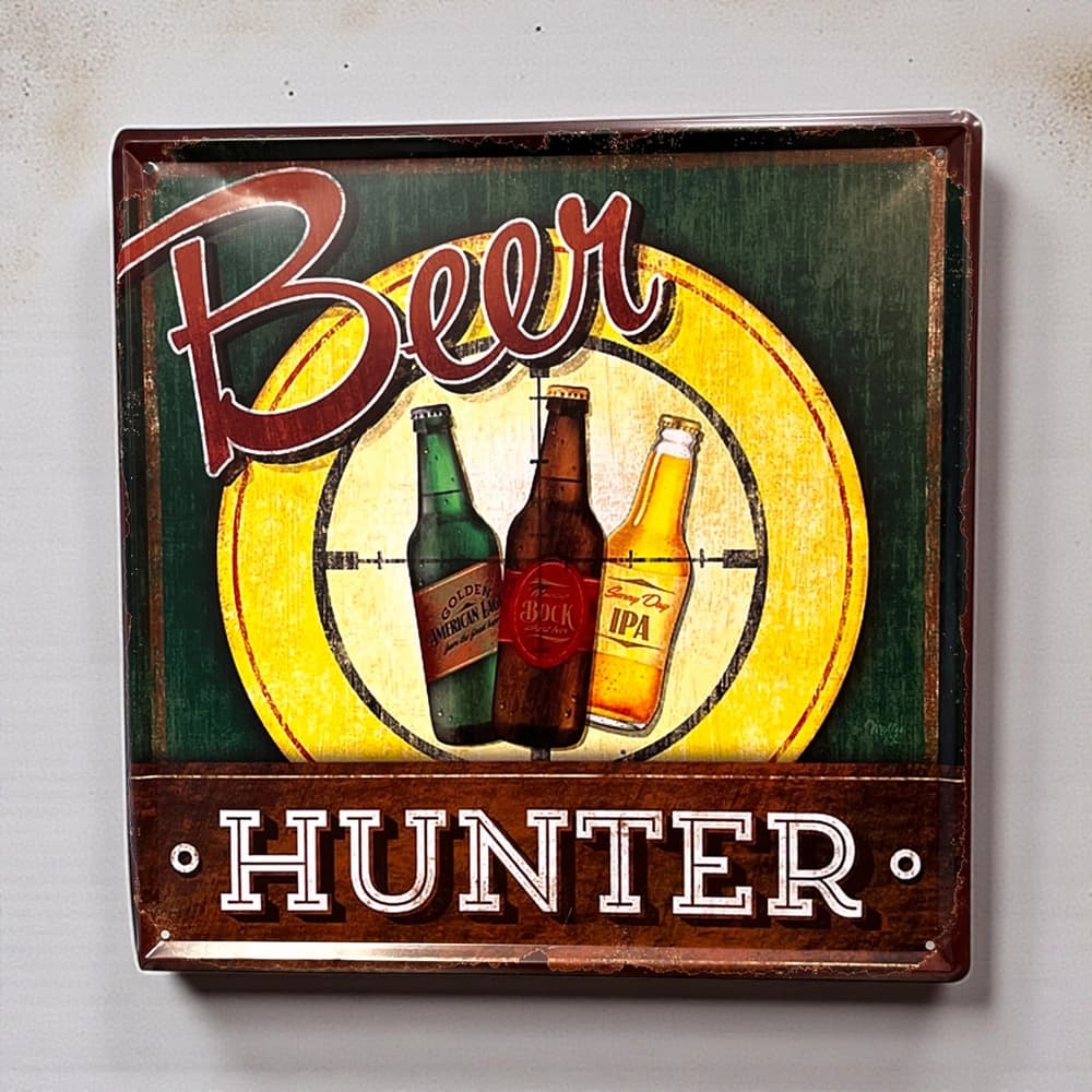 پلاک فلزی طرح Beer Hunter ابعاد 30×30