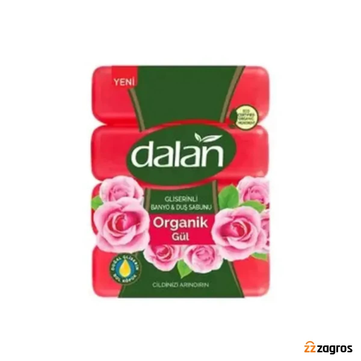 صابون حمام گلیسیرینه دالان Dalan مدل Organik Gul رایحه گل رز بسته 4 عددی وزن 600 گرم — تصویر ۵