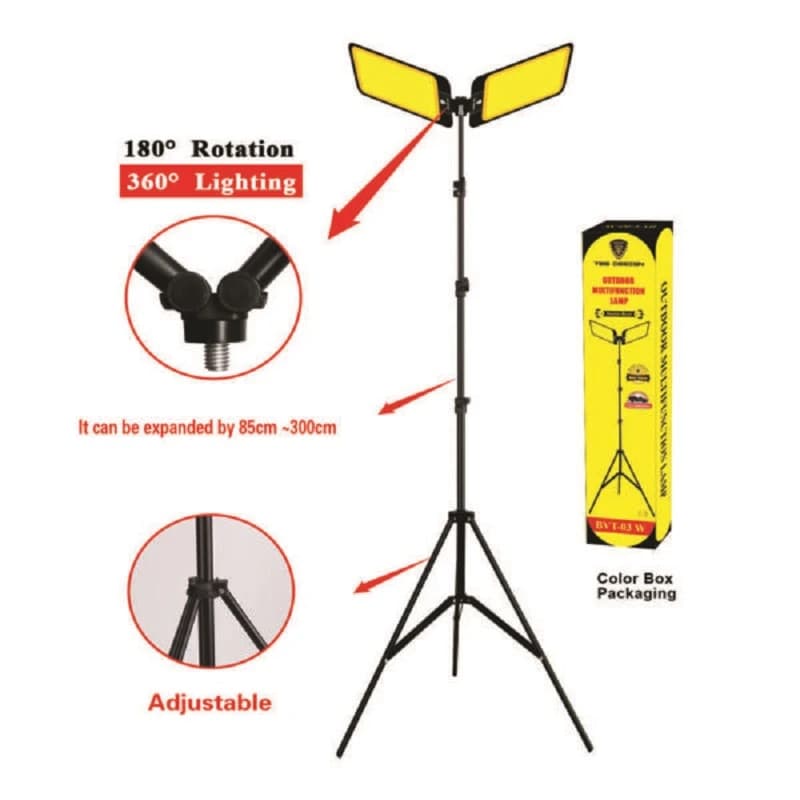 💡 فیـشلایت دو پنل Tobys BVT-03W | چراغ کار و کمپینگ ۷۰۰۰ لومن | زیتون کمپ — تصویر ۲