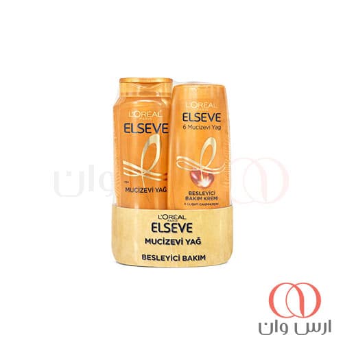 پک دوتایی شامپو و نرم کننده ترمیم کننده مو لورآل LOreal مدل 6Mucizevi Yag حجم 300 میل + 250 میل — تصویر ۲