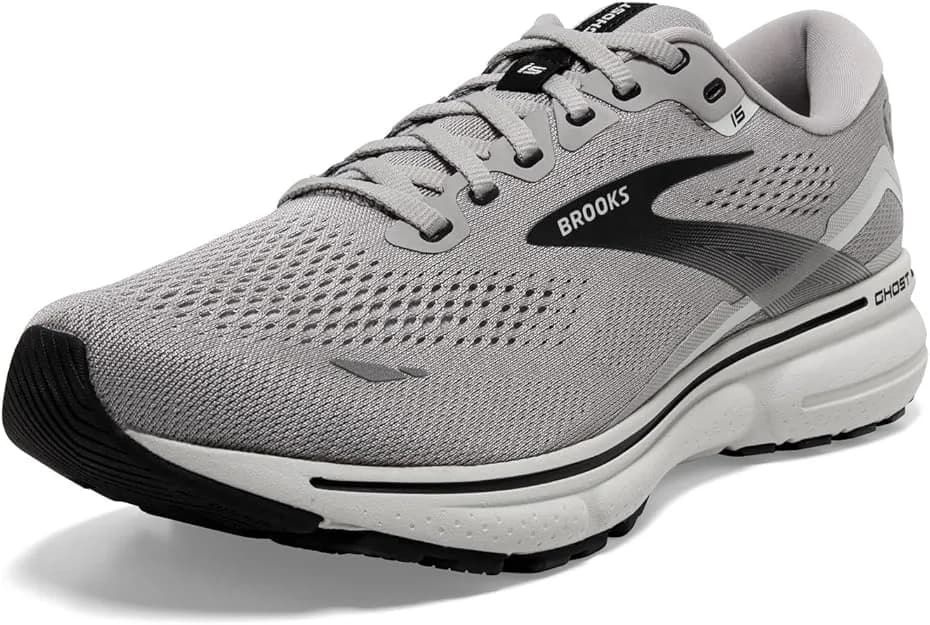کفش دویدن مردانه Brooks Ghost 15 – رنگ سفید/مشکی – سایز 48.5 EU (Extra Wide 4E) | زیتون کمپ