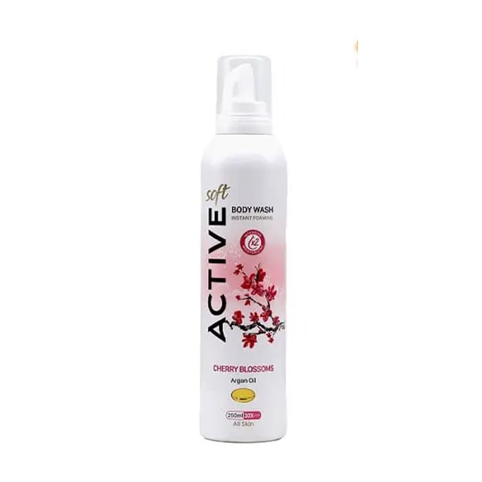 اسپری شامپو بدن فوم اکتیو Active مدل Cherry Blossoms حاوی روغن آرگان حجم 250 میل — تصویر ۲