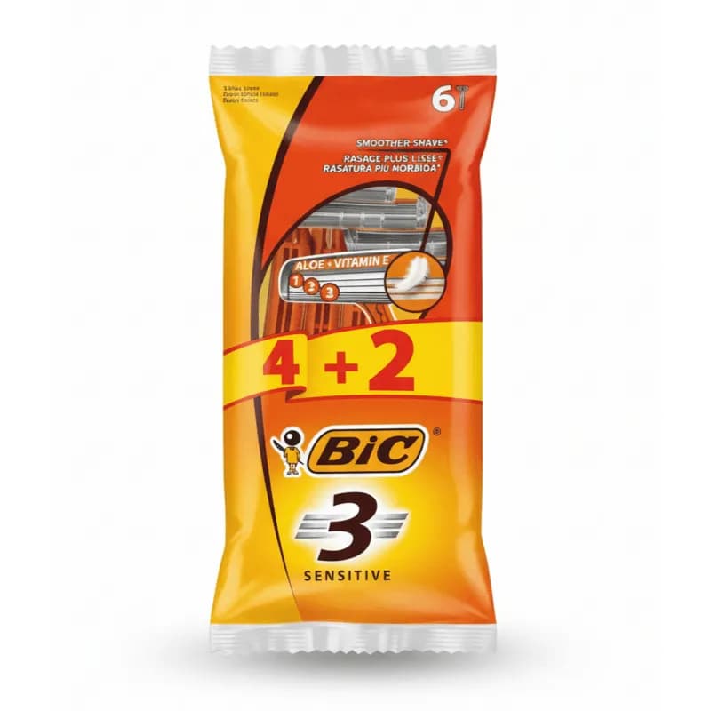 خودتراش 3 لبه بیک Bic بسته 6 عددی