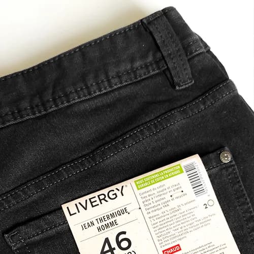 شلوار مردانه جین ترمو لیورجی Livergy آلمان مشکی ذغالی — تصویر ۶