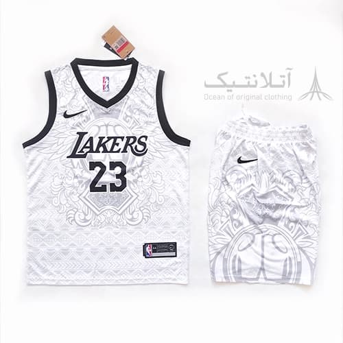 ست بسکتبالی اورجینال لیکرز Lakers سفید تایلندی طرح جدید