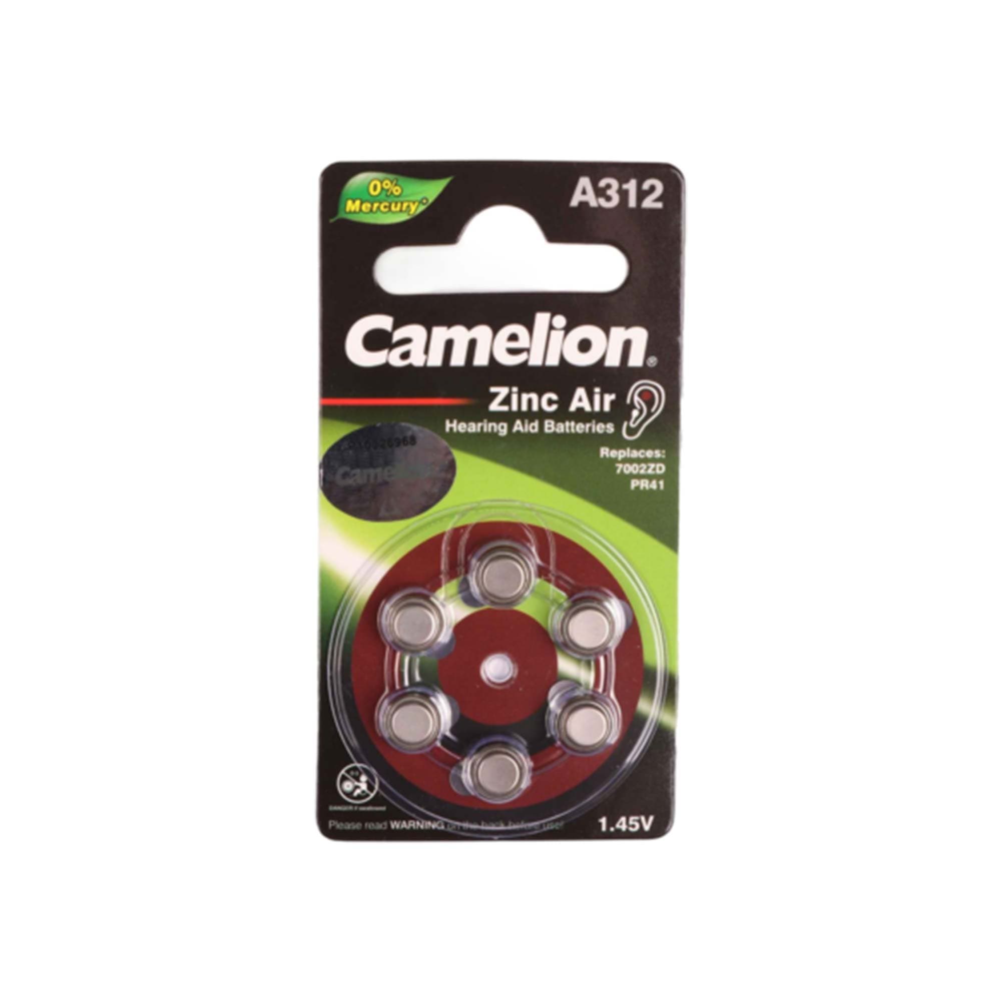 باتری سمعک کملیون Camelion مدل A312 بسته 6 عددی