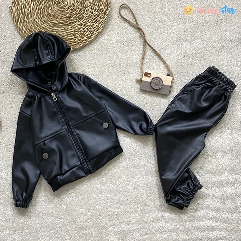 سویشرت شلوار چرم دخترانه 1 تا 5 سال
