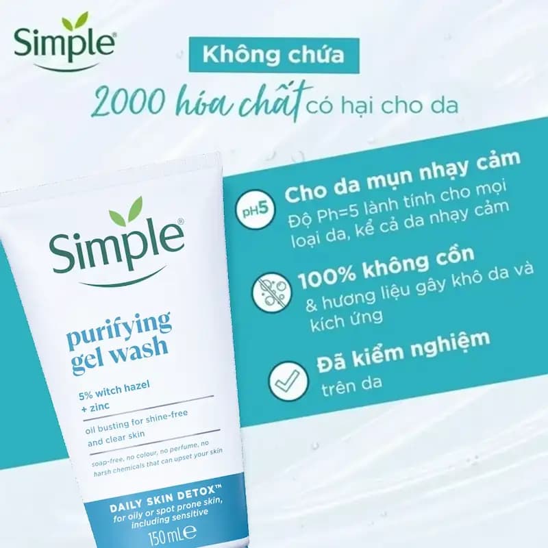 ژل شستشوی پوست چرب سیمپل Simple Purifying Gel Wash (صد در صد اصلی) — تصویر ۴