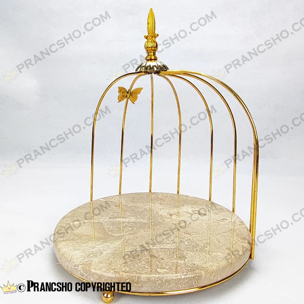 استند سنگی قفس و پروانه یک طبقه طلایی سنگ پارادایس نسکافه‌ای — تصویر ۴