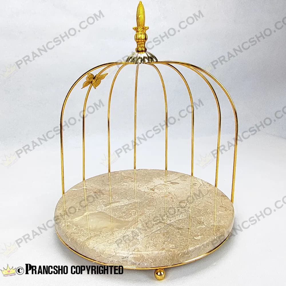 استند سنگی قفس و پروانه یک طبقه طلایی سنگ پارادایس نسکافه‌ای — تصویر ۲