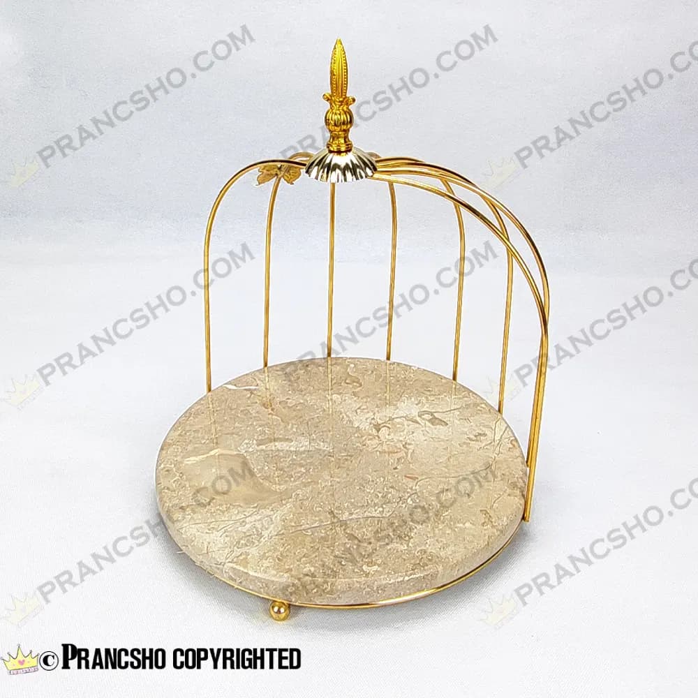 استند سنگی قفس و پروانه یک طبقه طلایی سنگ پارادایس نسکافه‌ای