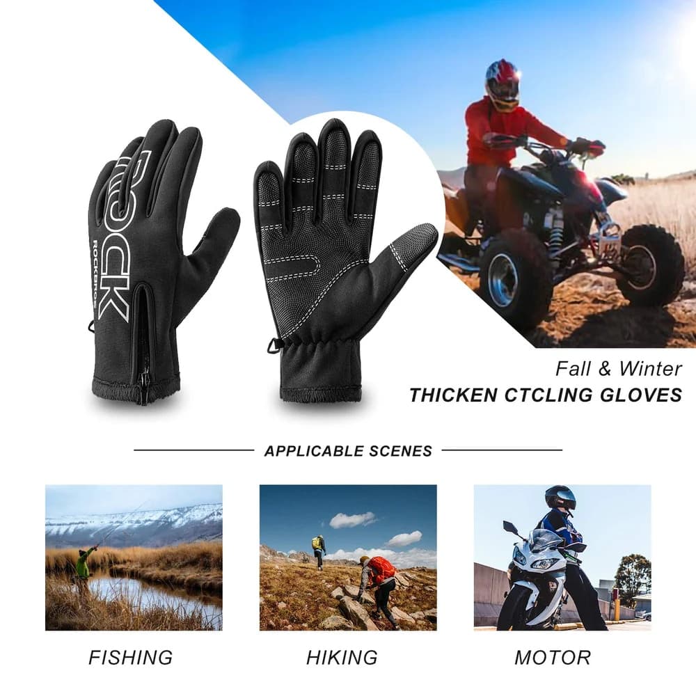 دستکش تمام انگشت زمستانی دوچرخه سواری و ورزشی راکبراس ROCKBROS S091-4BK — تصویر ۹