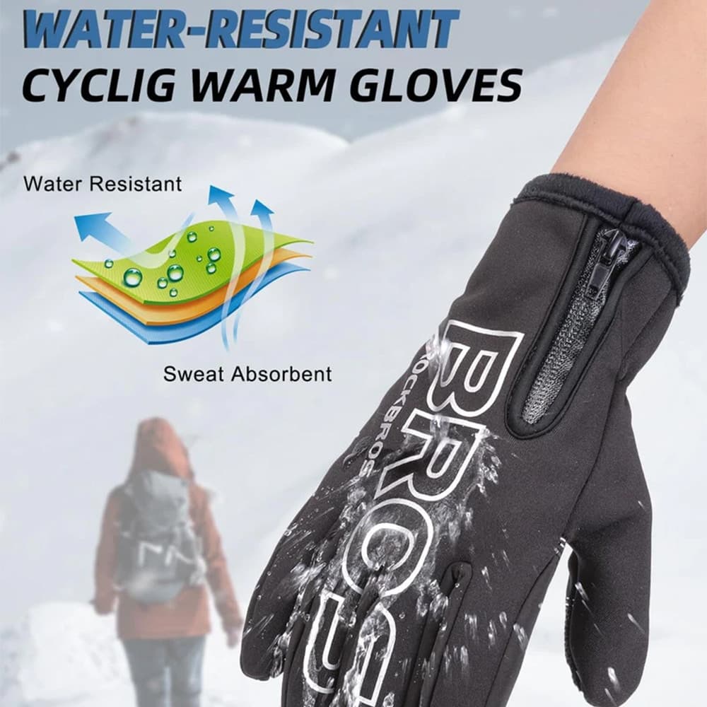 دستکش تمام انگشت زمستانی دوچرخه سواری و ورزشی راکبراس ROCKBROS S091-4BK — تصویر ۵