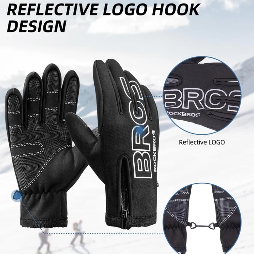 دستکش تمام انگشت زمستانی دوچرخه سواری و ورزشی راکبراس ROCKBROS S091-4BK — تصویر ۷