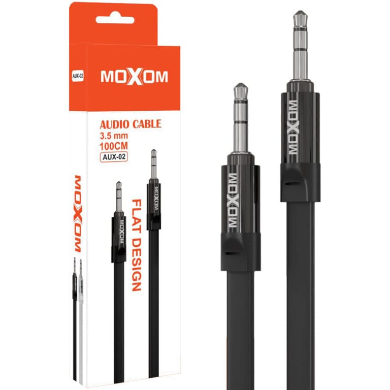 کابل صدا AUX موکسوم مدل AUX-02 فلت MOXOM مشکی کد 26273