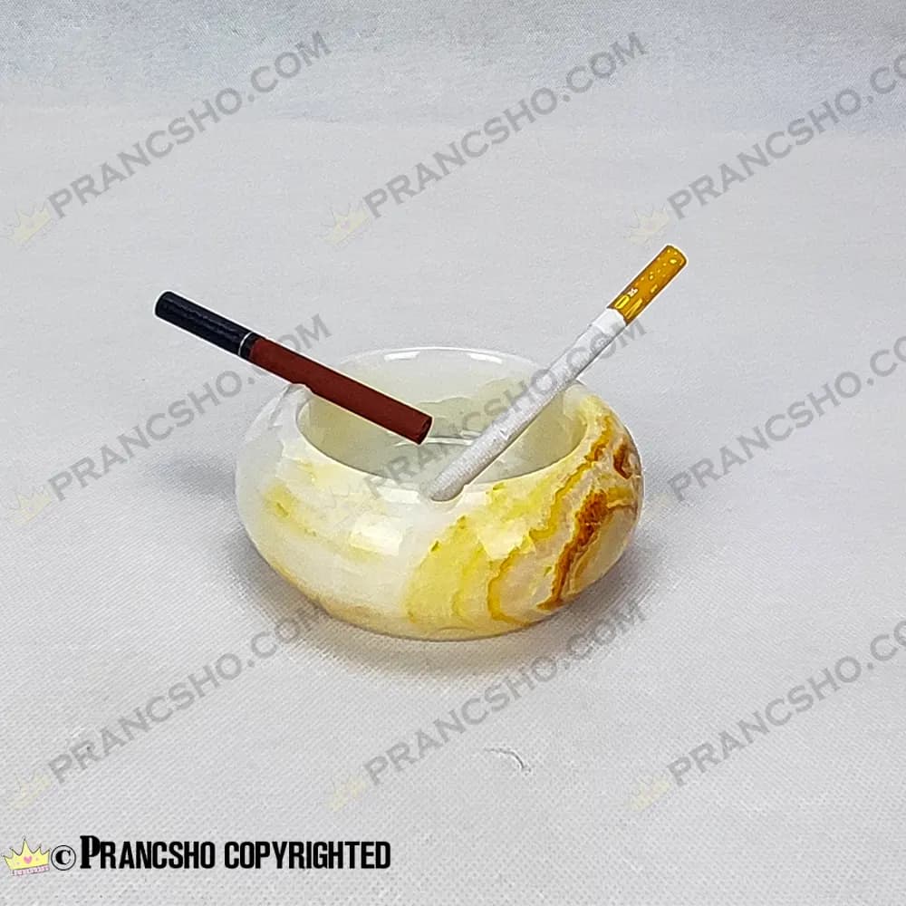 زیرسیگاری گرد کروی سنگ مرمر نباتی قهوه‌ای