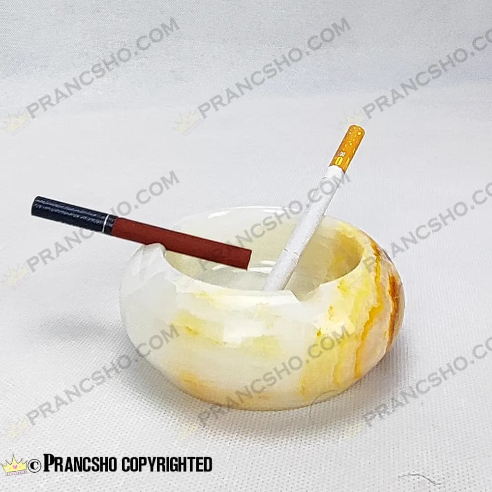 زیرسیگاری گرد کروی سنگ مرمر نباتی قهوه‌ای — تصویر ۶