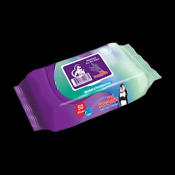 دستمال مرطوب سگ و گربه پاکتی رایحه‌دار مستر پنگوئن بسته 50 عددی