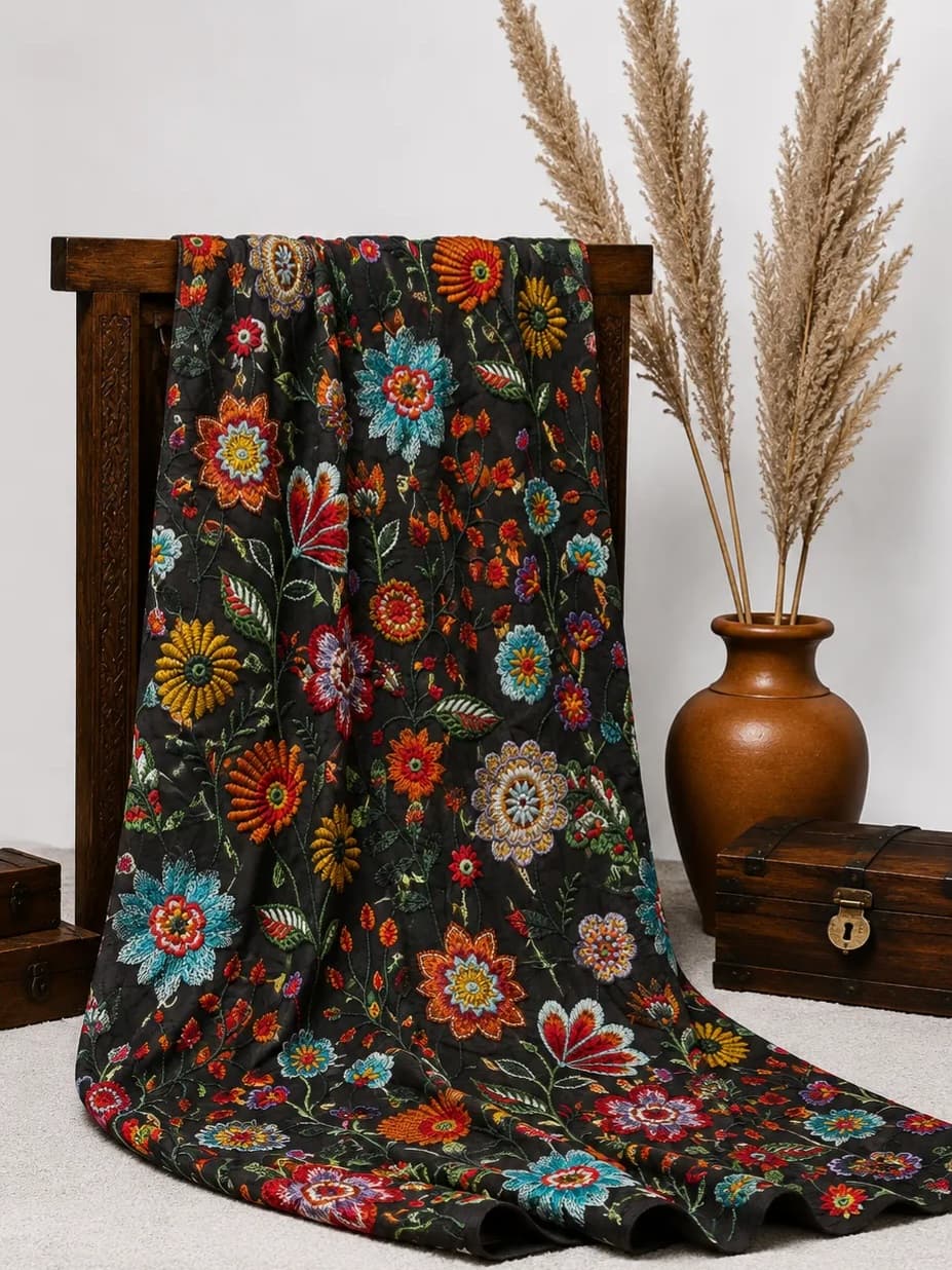 پارچه لینن هندی نخ رنگی