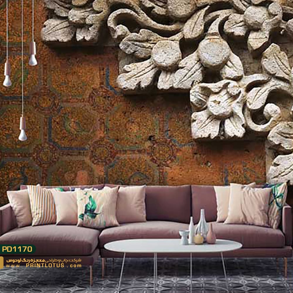 پوستر دیواری گل سنگی سفید سه بعدی-کدpd1170